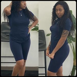 Cotton biker set/ navy/zenana brand size large